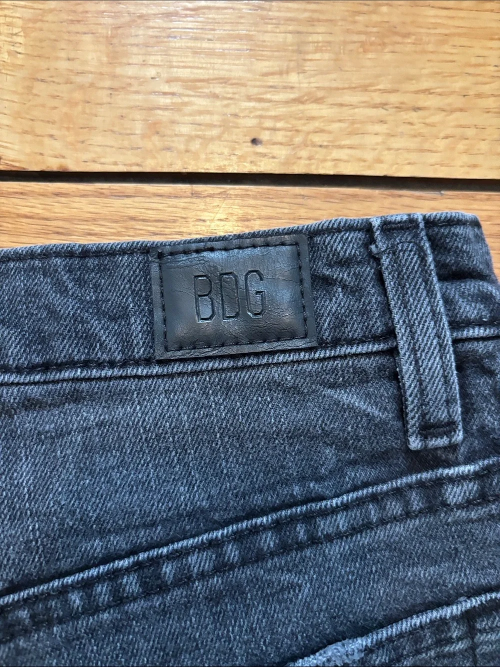 BDG Washed Black High-Rise Frayed Denim Shorts